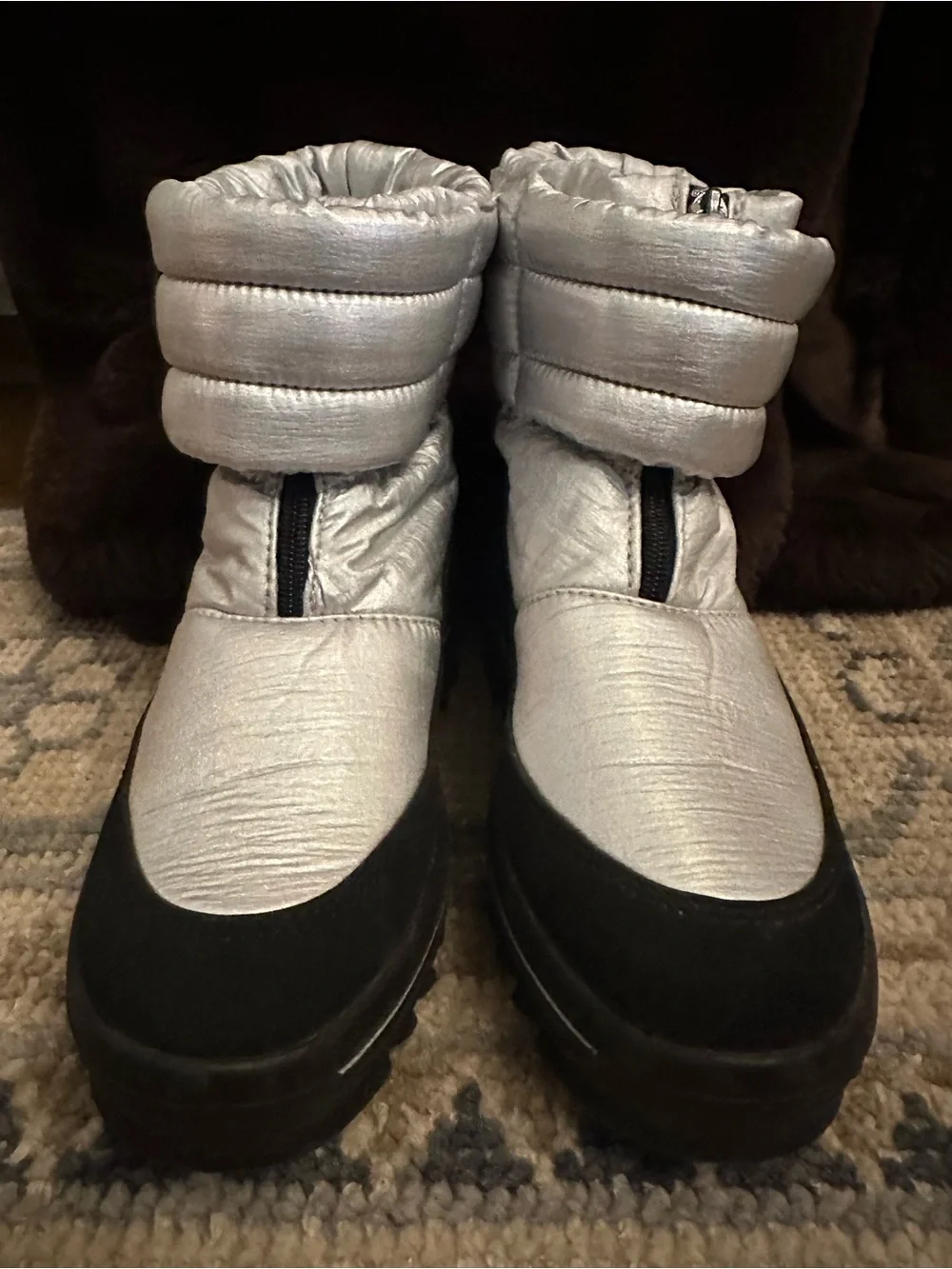 EUC Pajar Tarina Waterproof Faux Fur Silver Metallic Platform Snow Boots - 38